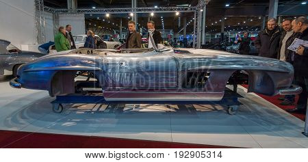 MAASTRICHT NETHERLANDS - JANUARY 14 2016: The body of Mercedes-Benz 300 SL convertible. International Exhibition InterClassics & Topmobiel 2016