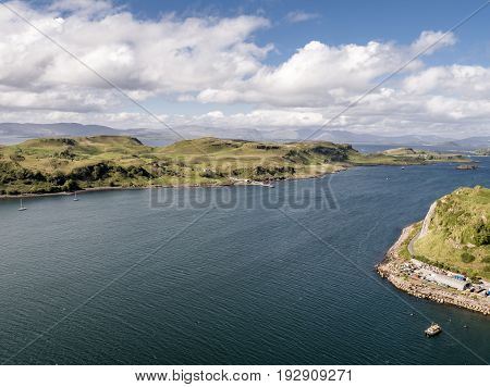 Aerial view of the coast between Gallanach and Oban, Argyll, Scotland