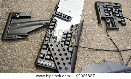 Destroyed keyboard which will never work again.