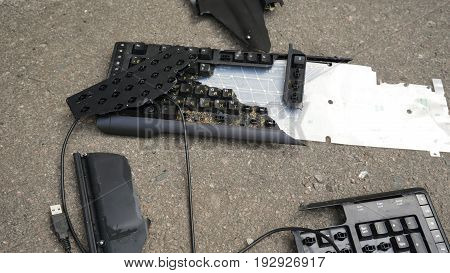 Destroyed keyboard which will never work again.