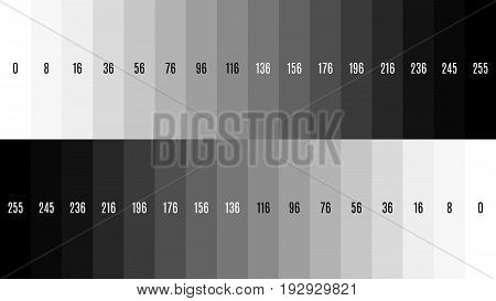 8K 7680x4320 TV Black and white gradient television test pattern to adjust the screen, tint 0-255.