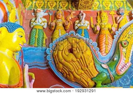 Sculptures In Embekka Dewalaya Temple