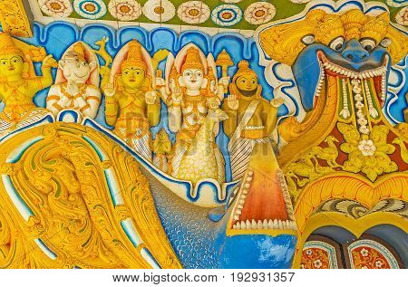 Reliefs Of Hindu Deities In Pamunuwa Buddhist Temple