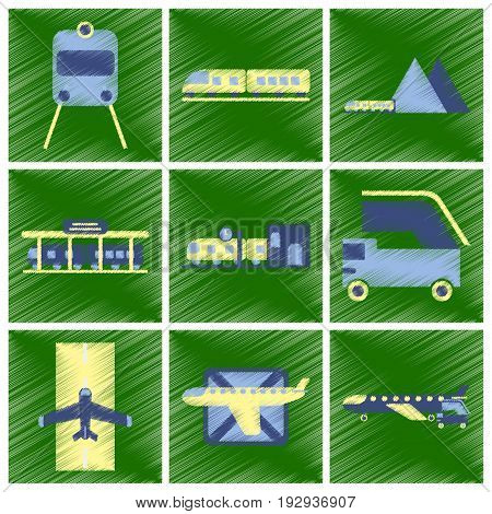 Set of Flat Icons in Shading Style logistics