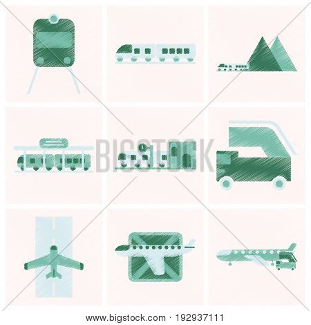 Set of Flat Icons in Shading Style logistics