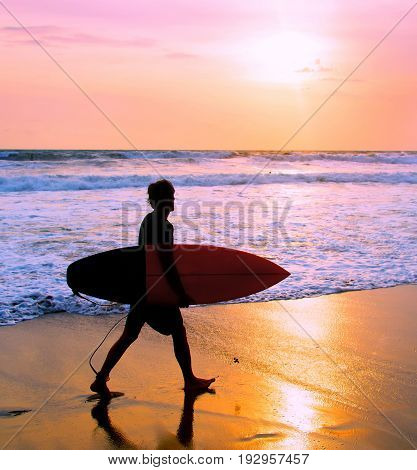 Surfer At The Beach, Bali