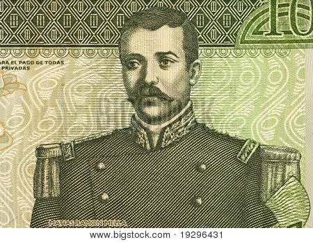 República Dominicana - CIRCA 2002: Matias Ramon Mella (1816-1864) em 10 Pesos Oro 2002 notas de t