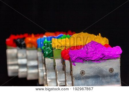 Purple Plastisol Ink On Print Handle.