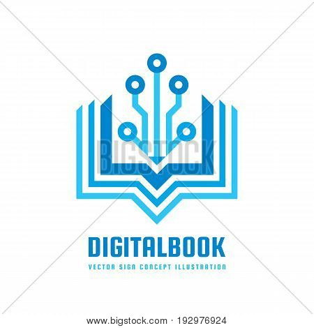 Digital book - vector logo template concept illustration. New education creative sign. Modern school abstract symbol. Graphic design element.