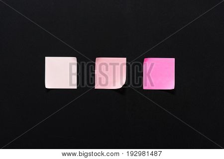 Set Of Colorful Empty Notes With Copy Space On Isolated On Black