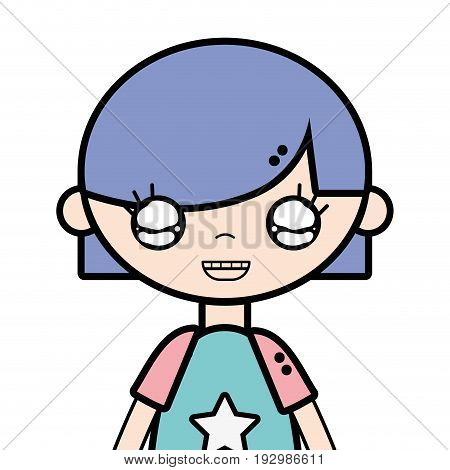 tender girl child with pijama and hairstyle vector illustration
