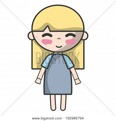 tender girl child with pijama and hairstyle vector illustration