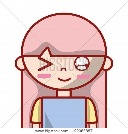 tender girl child with pijama and hairstyle vector illustration