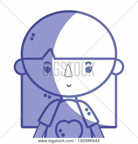 silhouette tender girl child with pijama and hairstyle vector illustration