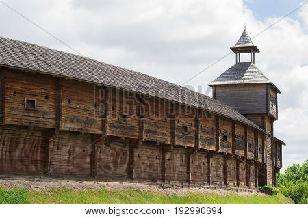 Photo of wooden Cossack fortress Baturin Ukraine