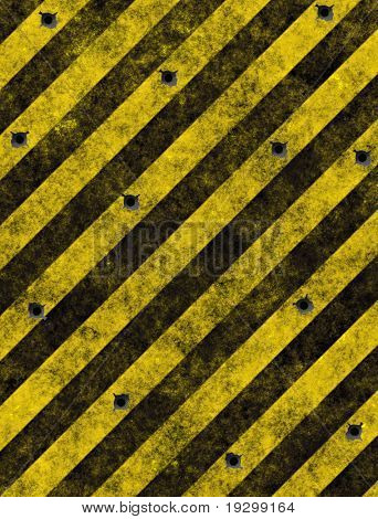 총알 구멍의 가득 차 있는 오래 된 지저분한 노란색 위험 기호