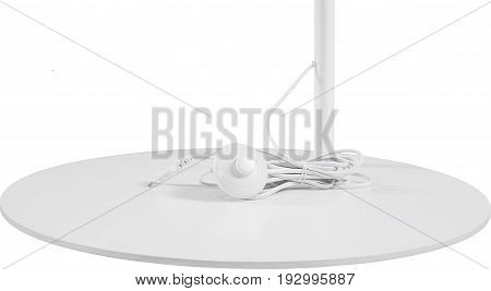 A Close Up Partial View of a white Floor Lamp. part of lamp isolated on white