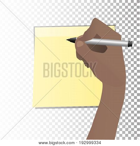 The Hand Is Writing A Marker On The Sticker