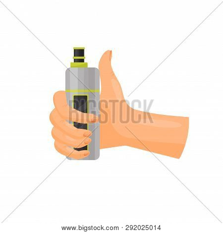 Hand Holding Vape On White Background. Vaping Time.