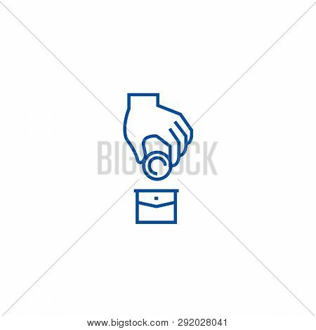Corruption, Money In Pocket, Donation Line Icon Concept. Corruption, Money In Pocket, Donation Flat 