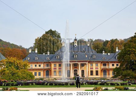Dresden, Germany - October 10, 2018: Sightseeings Of Germany. Historical Buildings And Streets Of Dr