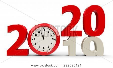 2019-2020 Change With Clock Dial Represents Coming New Year 2020, Three-dimensional Rendering, 3d Il