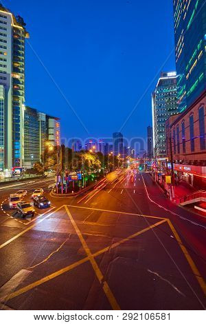 Shanghai, China - March 12, 2016: Xujiahui In Shanghai. Xujiahui Was Established In May 1994 As A Su