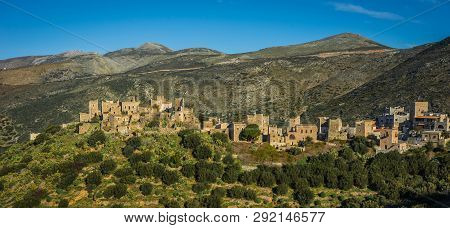 Abandoned City Of Vatio In Inner Mani On Peloponnese In Greece