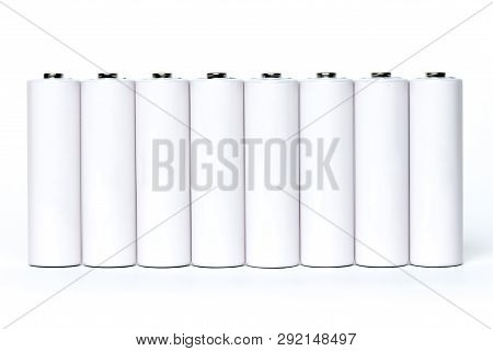 White Aa Batteries Isolated On White Background
