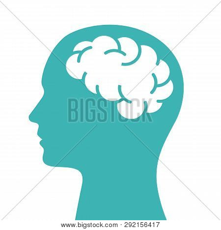 Human Head With Brain. Head With Brain Isolated On Background. Vector Stock.