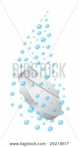 Pill dissolving in water