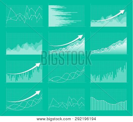 Set Of Different Graphs And Charts. Infographics And Diagnostics, Charts And Schemes Vector. Busines