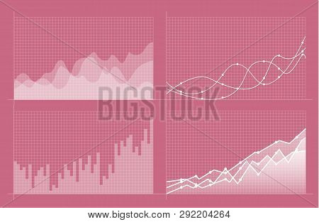 Set Of Different Graphs And Charts. Infographics And Diagnostics, Charts And Schemes Vector. Busines