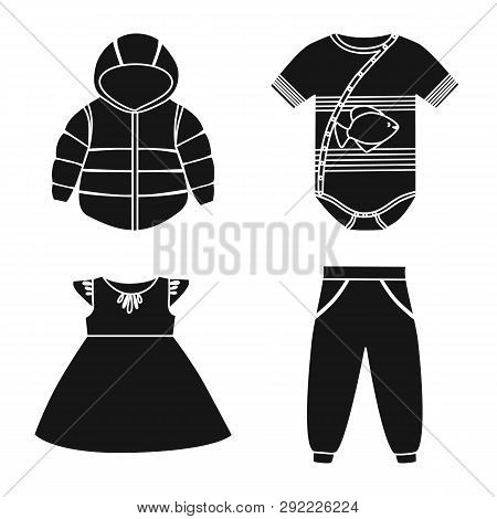Vector Design Of Little And Cotton Sign. Set Of Little And Kid Stock Symbol For Web.