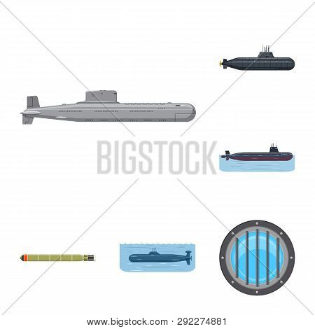 Vector Design Of Boat And Navy Icon. Collection Of Boat And Deep   Vector Icon For Stock.
