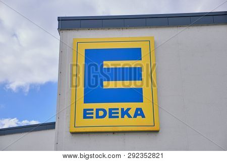 Mainz, Germany - March 29, 2019: Edeka Supermarket Signage. The Edeka Group Is The Largest German Su