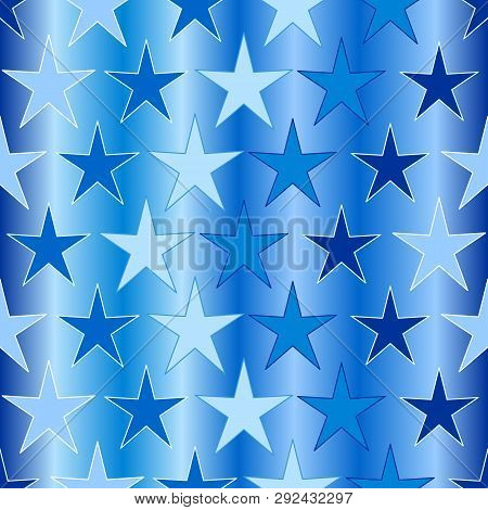 Seamless Background With Slue Stars On White