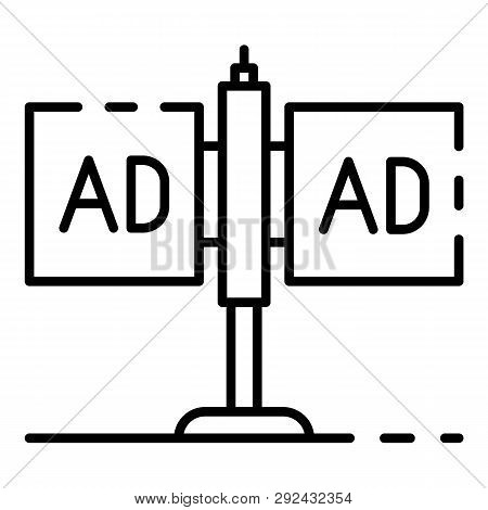 Double Ad Pillar Icon. Outline Double Ad Pillar Icon For Web Design Isolated On White Background