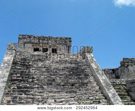 Mayan Ruin Stair Crescendo Cozumel Mexico May 2004