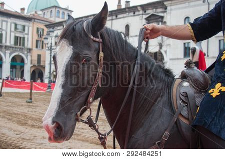Italy, Brescia - October 01 2017: The View Of The Traditional Knight Tournament At Celebrations Of C