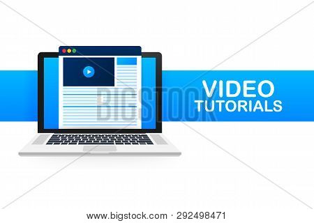 Video Tutorials Icon Concept. Study And Learning Background, Distance Education And Knowledge Growth