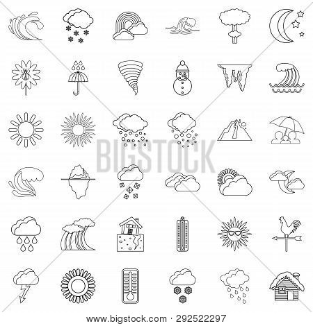 Weathercock Icons Set. Outline Style Of 36 Weathercock Icons For Web Isolated On White Background