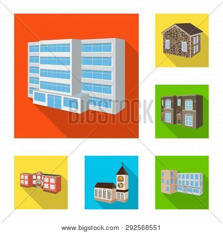Vector Illustration Of Facade And Housing Symbol. Collection Of Facade And Infrastructure Vector Ico