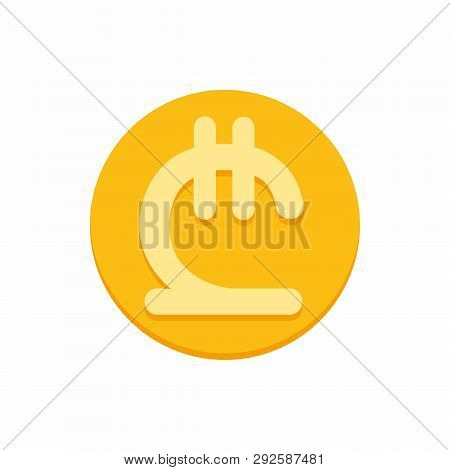 Georgian Lari Currency Symbol On Gold Coin, Money Sign Flat Style Vector Illustration Isolated On Wh