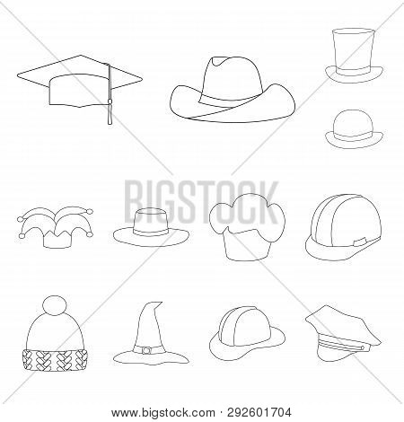 Isolated Object Of Headgear And Napper Symbol. Collection Of Headgear And Helmet Vector Icon For Sto