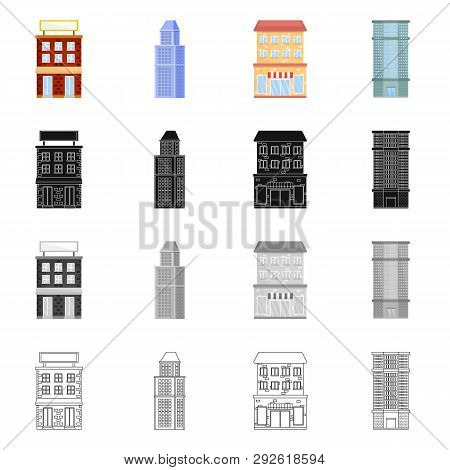 Vector Design Of Municipal And Center Sign. Set Of Municipal And Estate   Vector Icon For Stock.