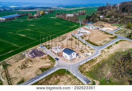 Aerial View Of Road Streets New Development Area For Real Estate Hme Building Construction Germany