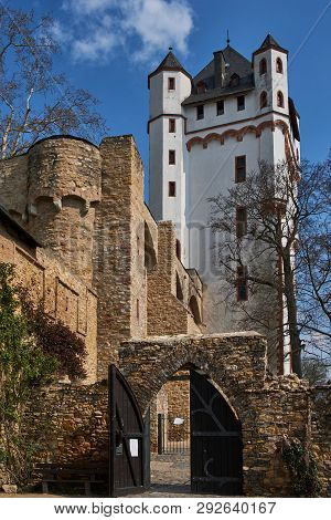 Eltville, Germany - March 31, 2019: View At Castle Eltville Near River Rhein At The Famous Wine Grow