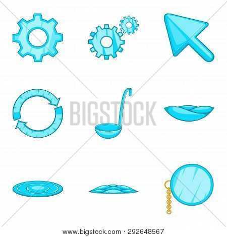 Celestial Blue Icons Set. Cartoon Set Of 9 Celestial Blue Icons For Web Isolated On White Background