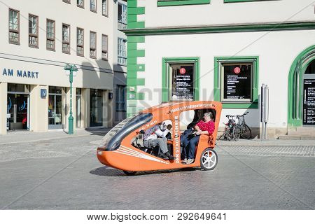 Weimar, Germany. March 30, 2019. The Market Square In The City Center Of Weimar. Beautiful Architect